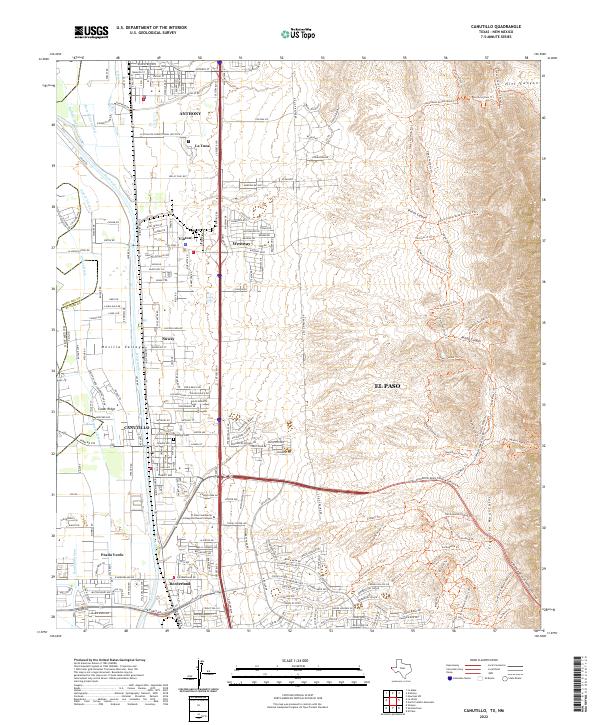 Canutillo, TX-NM — USGS 7.5-minute topo (2022)