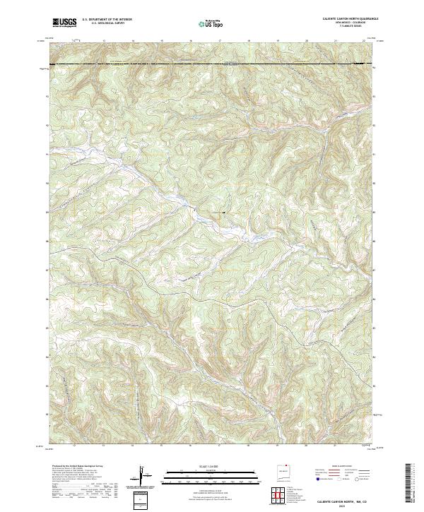 Caliente Canyon North, NM-CO — USGS 7.5-minute topo (2023)