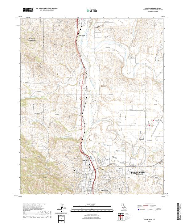 Paso Robles, CA — USGS 7.5-minute topo (2021)
