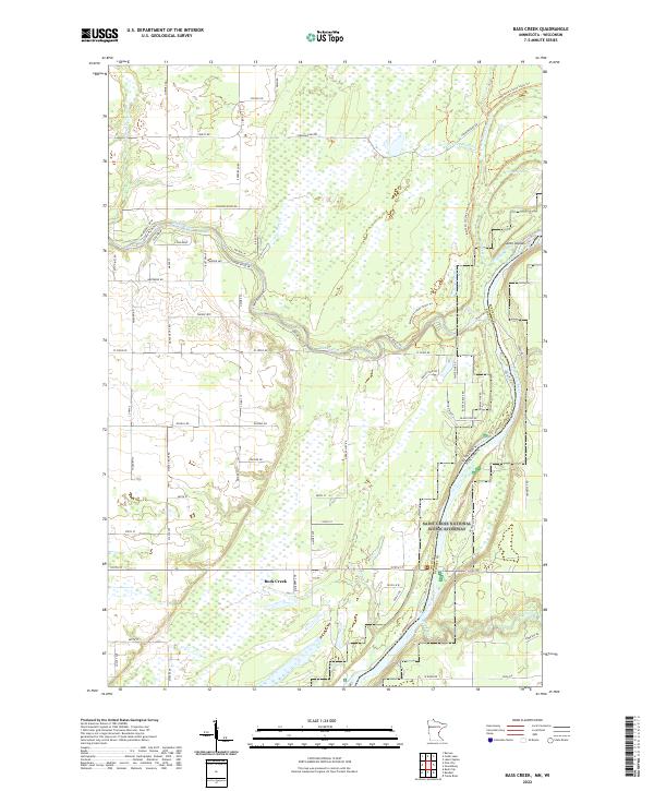 Bass Creek, MN-WI — USGS 7.5-minute topo (2022)