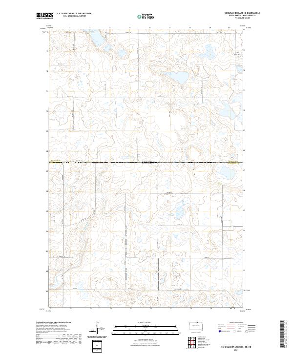Schumacher Lake NE, SD-ND — USGS 7.5-minute topo (2021)