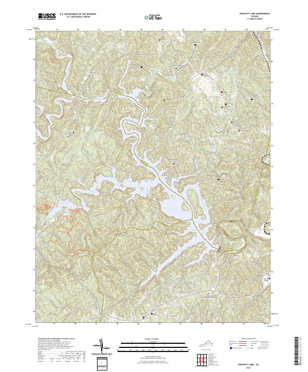 Philpott Lake, VA — USGS 7.5-minute topo (2022)
