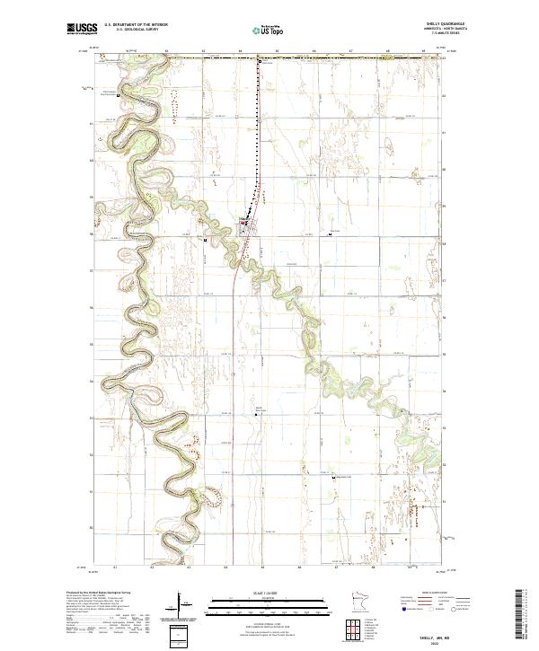Shelly, MN-ND — USGS 7.5-minute topo (2022)
