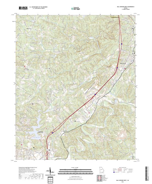 Ball Ground West, GA — USGS 7.5-minute topo (2024)