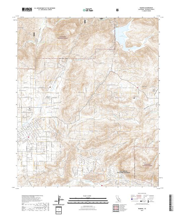 Ramona, CA — USGS 7.5-minute topo (2021)