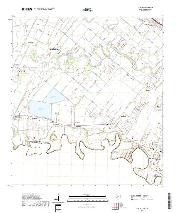 La Paloma, TX,TAM, US — USGS 7.5-minute topo (2022)