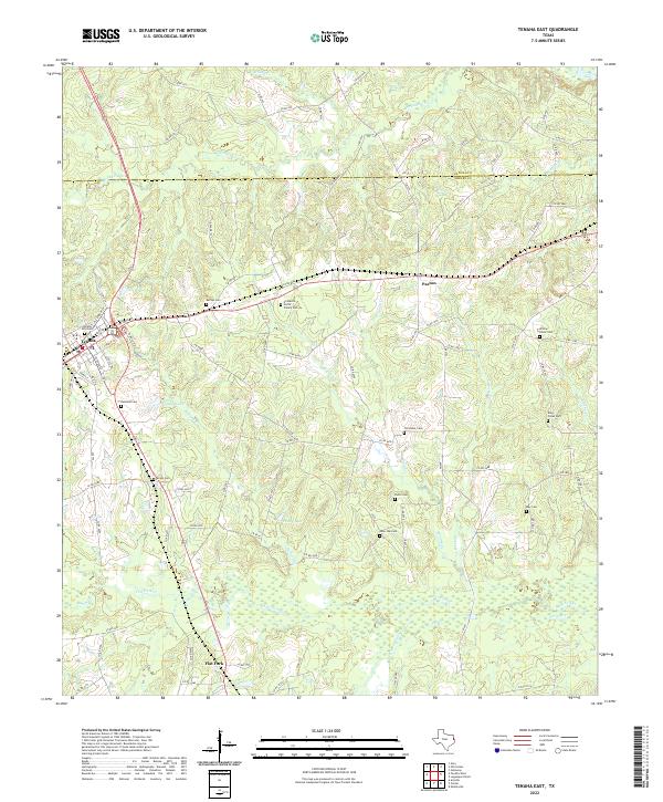 Tenaha East, TX — USGS 7.5-minute topo (2022)