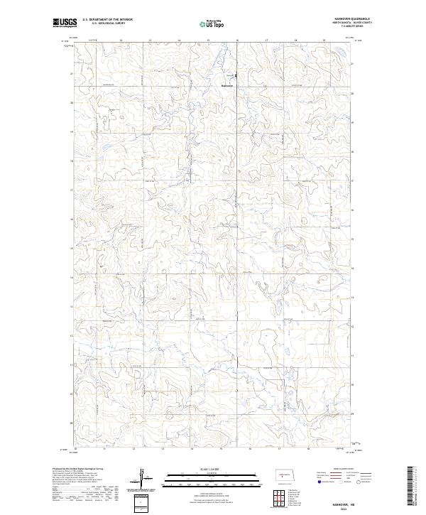 Hannover, ND — USGS 7.5-minute topo (2024)