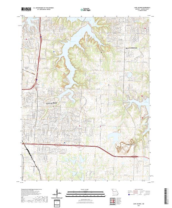 Lake Jacomo, MO — USGS 7.5-minute topo (2021)