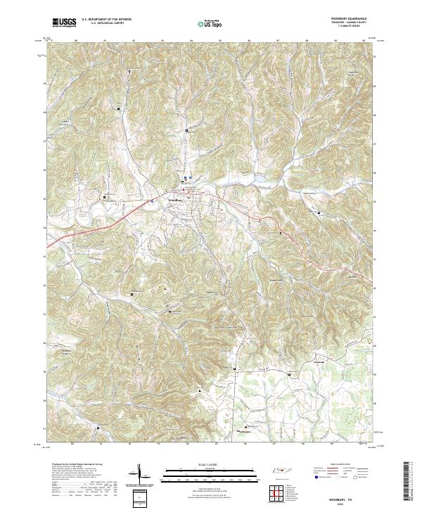 Woodbury, TN — USGS 7.5-minute topo (2022)