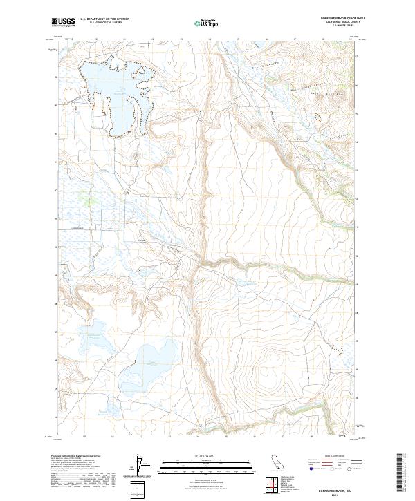 Dorris Reservoir, CA — USGS 7.5-minute topo (2021)
