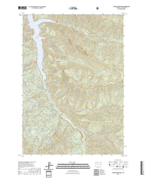 Cougar Reservoir, OR — USGS 7.5-minute topo (2024)