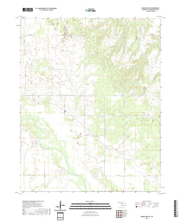 Mooreland SE, OK — USGS 7.5-minute topo (2022)