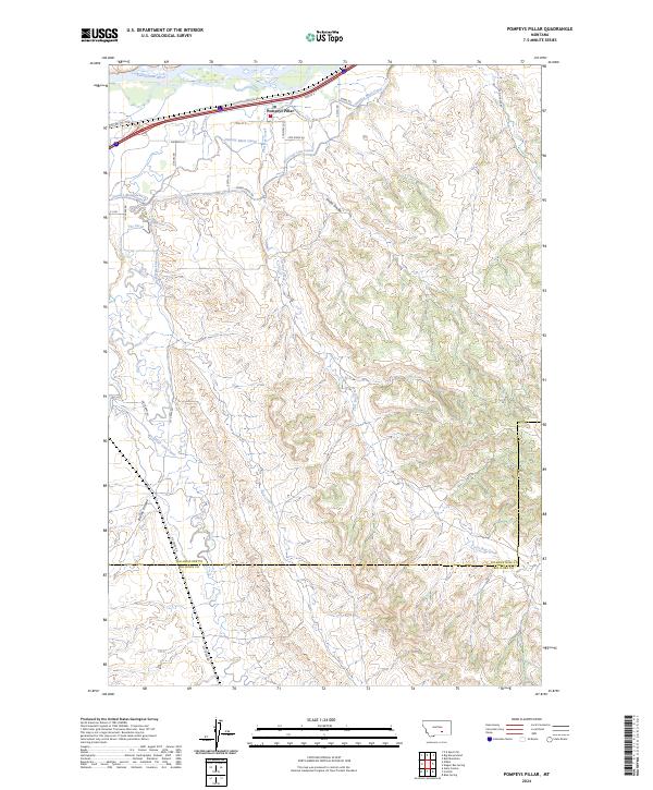 Pompeys Pillar, MT — USGS 7.5-minute topo (2024)