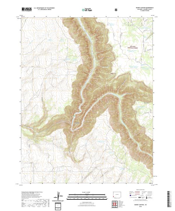 Secret Canyon, CO — USGS 7.5-minute topo (2022)