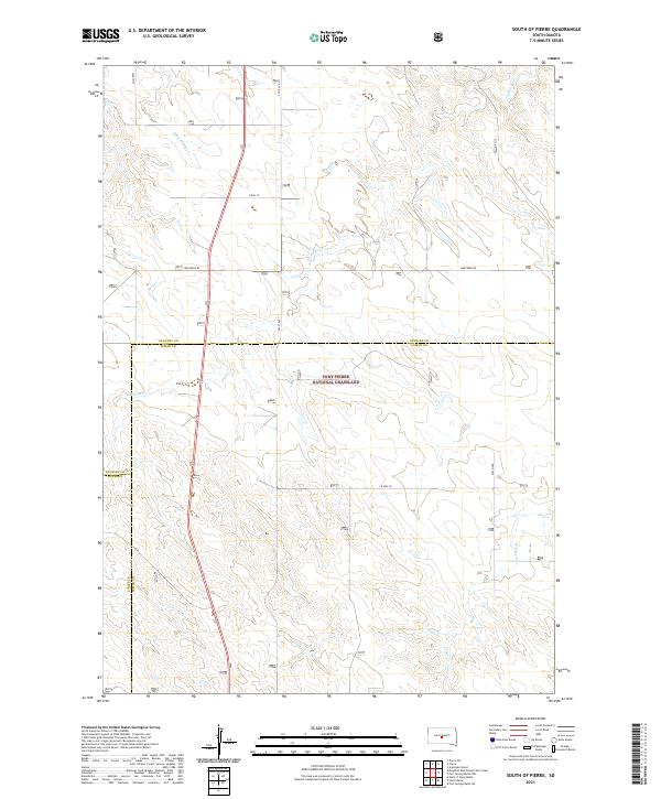 South of Pierre, SD — USGS 7.5-minute topo (2021)