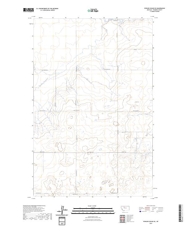 Fowler Coulee SE, MT — USGS 7.5-minute topo (2024)