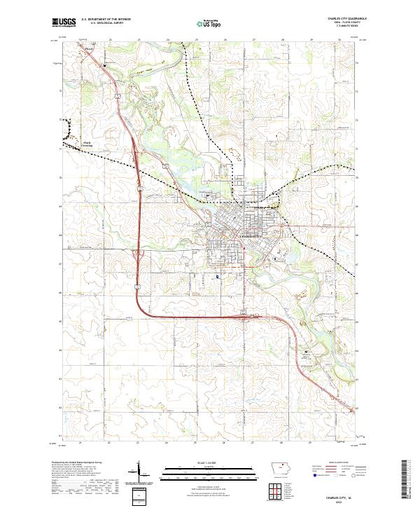 Charles City, IA — USGS 7.5-minute topo (2022)