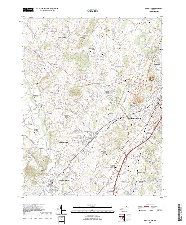 Bridgewater, VA — USGS 7.5-minute topo (2022)