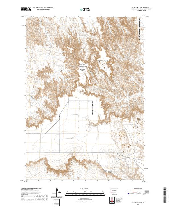 Cuny Table East, SD — USGS 7.5-minute topo (2021)