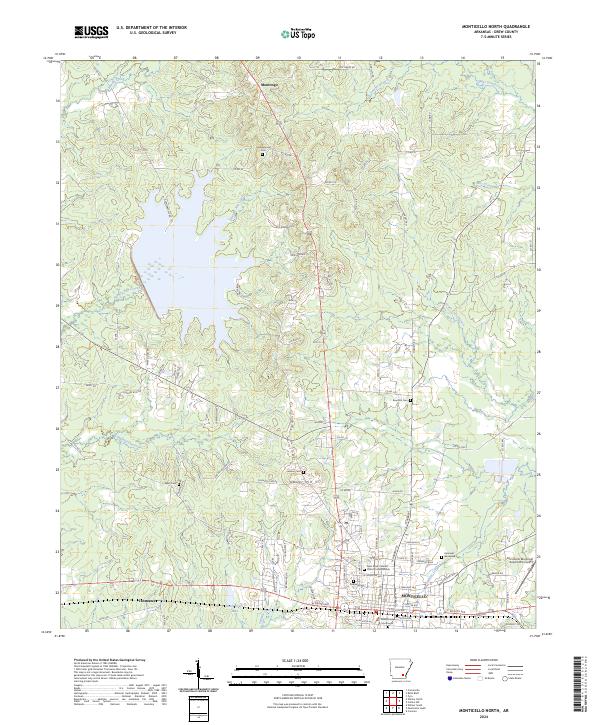 Monticello North, AR — USGS 7.5-minute topo (2024)