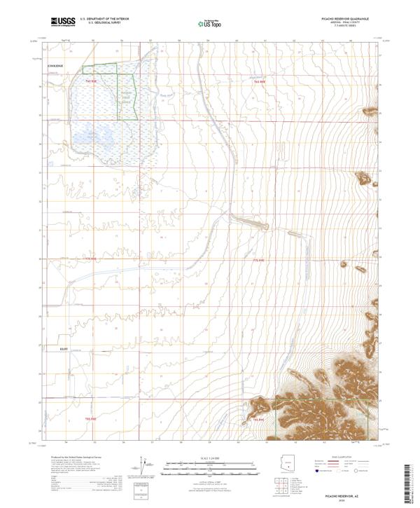 Picacho Reservoir, AZ — USGS 7.5-minute topo (2026)