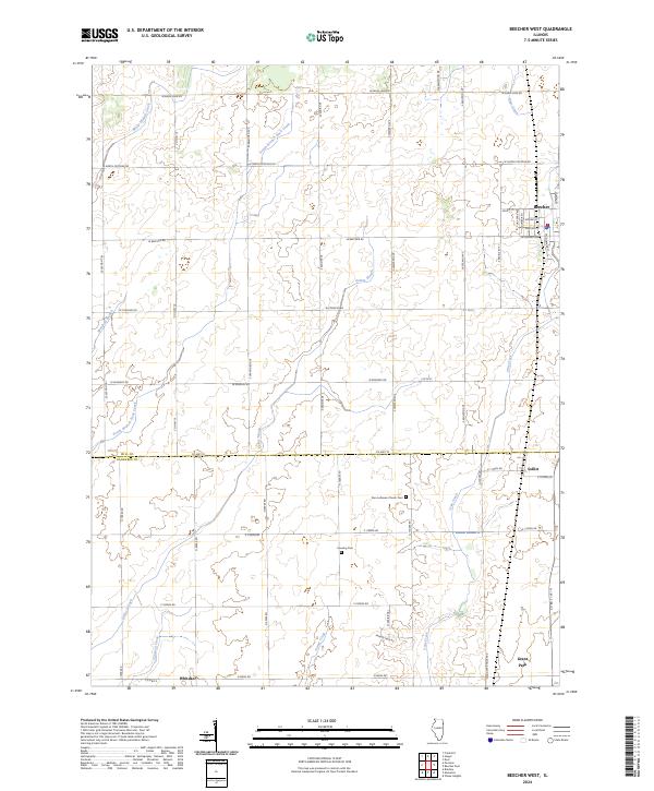 Beecher West, IL — USGS 7.5-minute topo (2024)