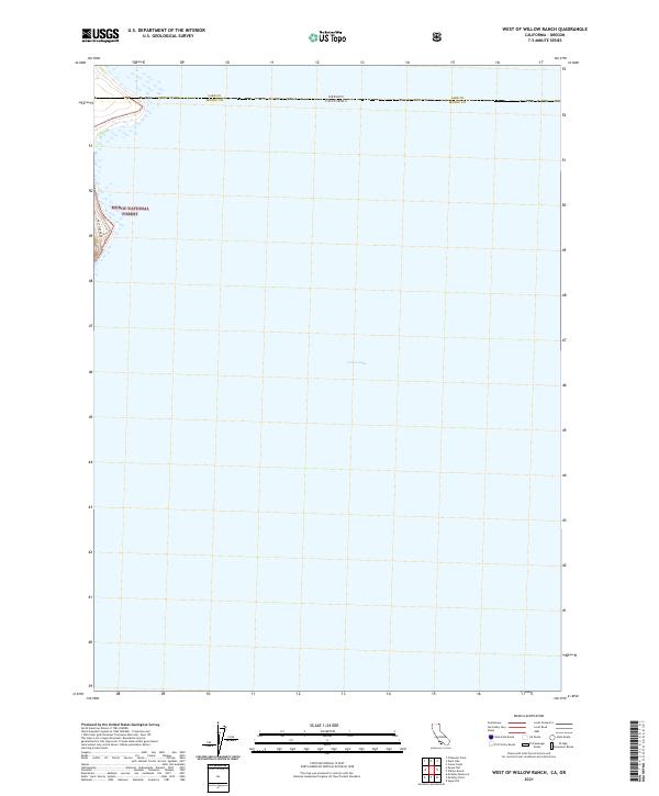 West of Willow Ranch, CA-OR — USGS 7.5-minute topo (2021)