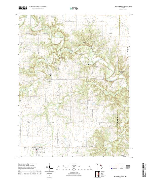 Bellflower North, MO — USGS 7.5-minute topo (2021)