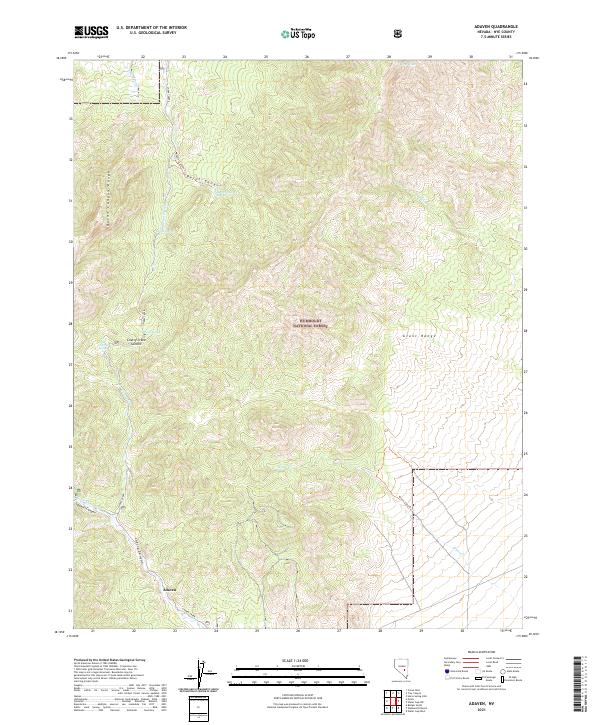 Adaven, NV — USGS 7.5-minute topo (2021)