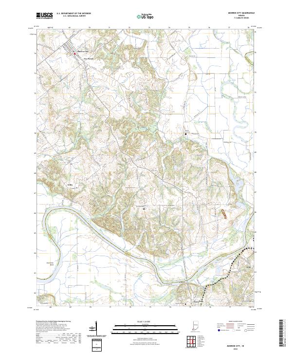 Monroe City, IN — USGS 7.5-minute topo (2022)