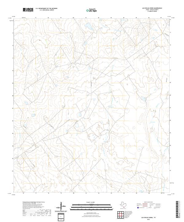 Las Ovejas Creek, TX — USGS 7.5-minute topo (2022)