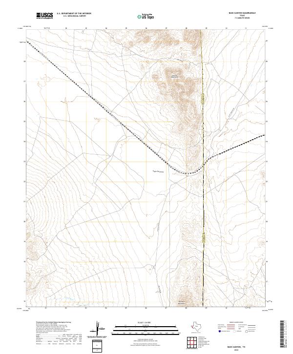 Bass Canyon, TX — USGS 7.5-minute topo (2022)