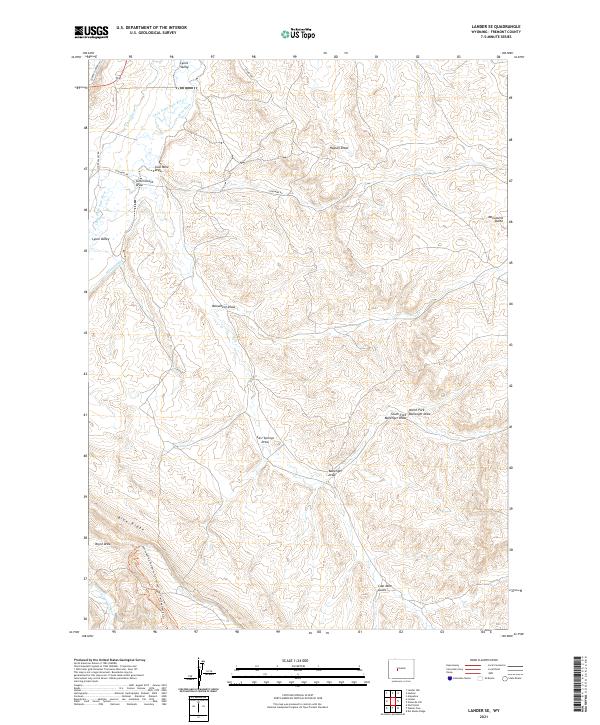 Lander SE, WY — USGS 7.5-minute topo (2021)