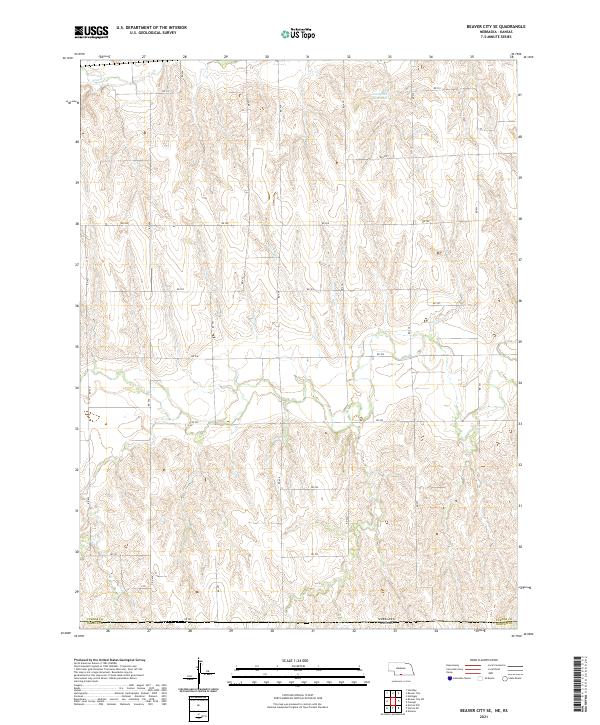 Beaver City SE, NE-KS — USGS 7.5-minute topo (2021)