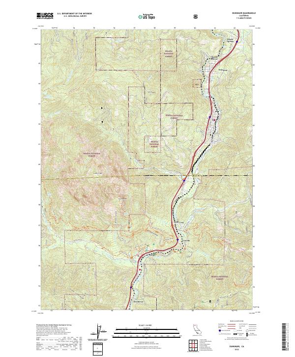 Dunsmuir, CA — USGS 7.5-minute topo (2022)