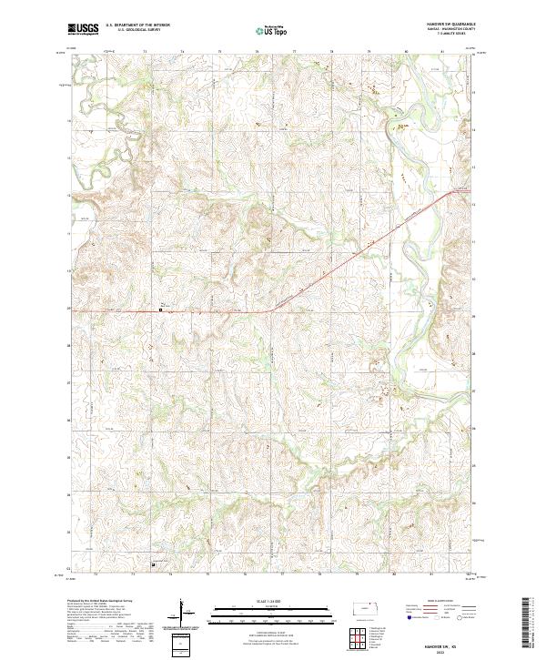 Hanover SW, KS — USGS 7.5-minute topo (2022)