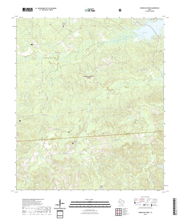 Hurricane Creek, TX — USGS 7.5-minute topo (2022)