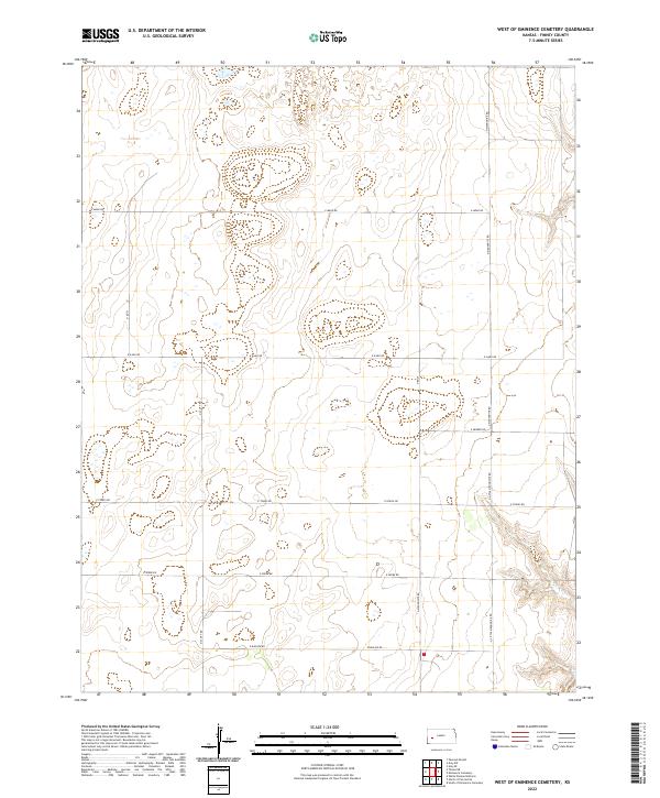 West of Eminence Cemetery, KS — USGS 7.5-minute topo (2022)
