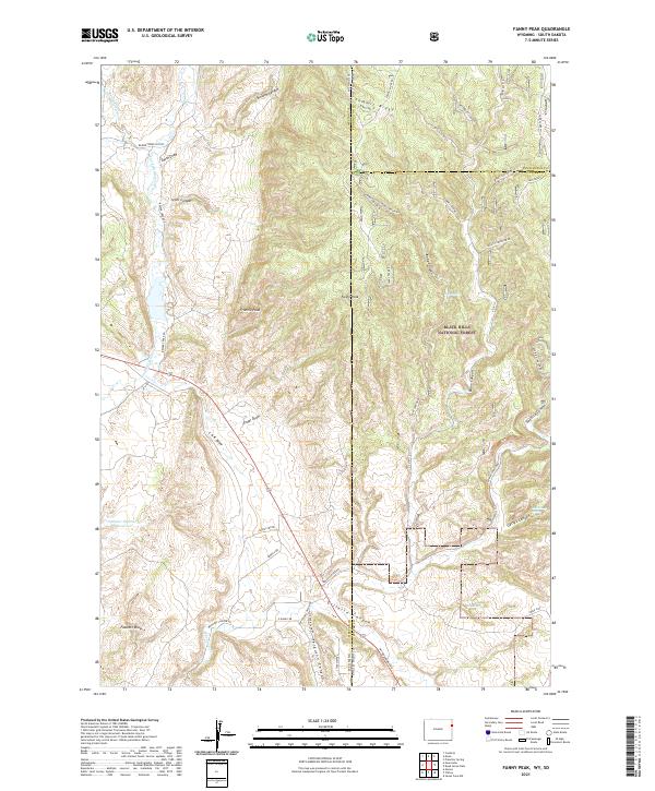 Fanny Peak, WY-SD — USGS 7.5-minute topo (2021)