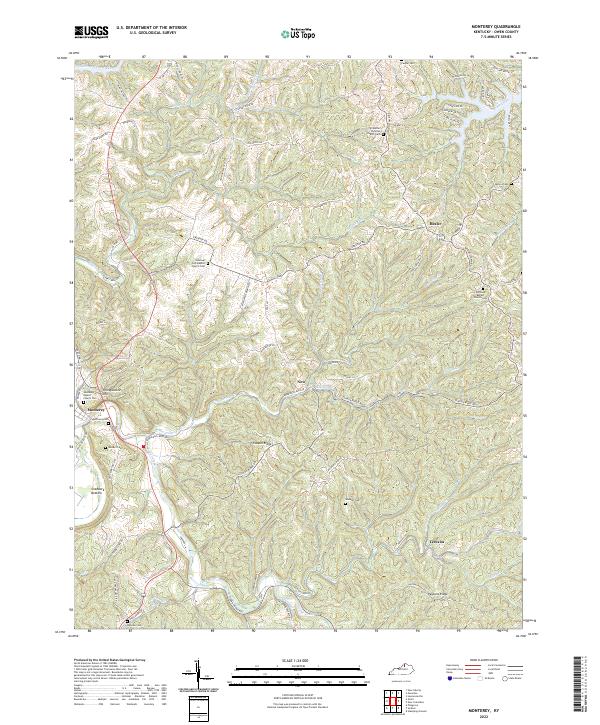 Monterey, KY — USGS 7.5-minute topo (2022)