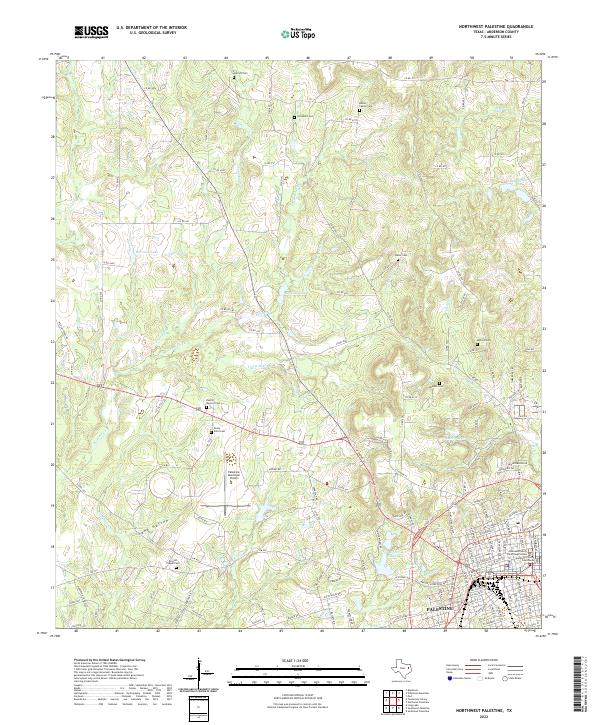 Northwest Palestine, TX — USGS 7.5-minute topo (2022)