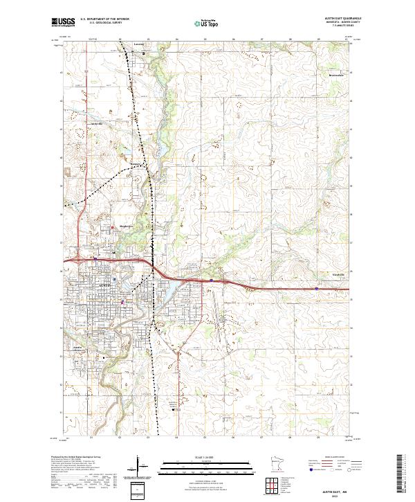 Austin East, MN — USGS 7.5-minute topo (2022)