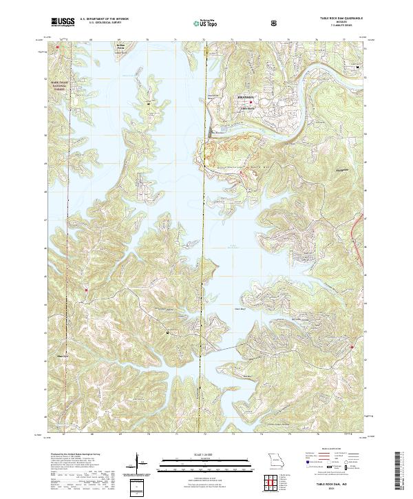 Table Rock Dam, MO — USGS 7.5-minute topo (2021)