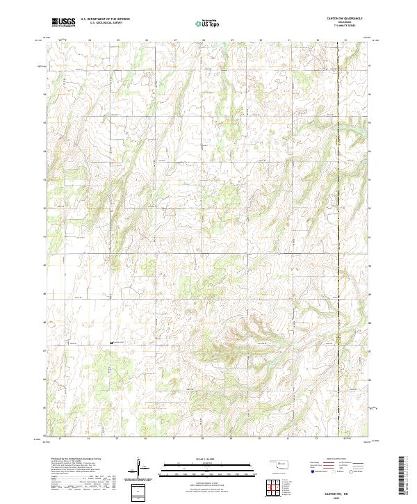 Canton SW, OK — USGS 7.5-minute topo (2022)