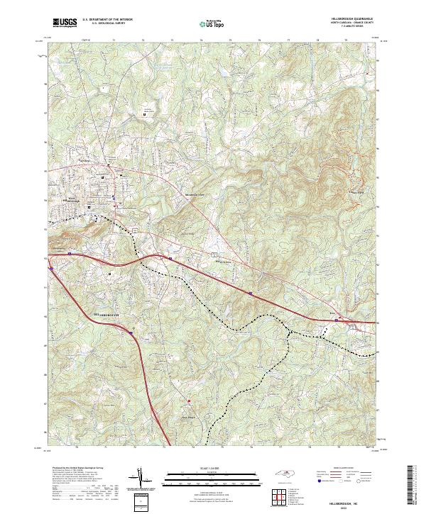 Hillsborough, NC — USGS 7.5-minute topo (2022)
