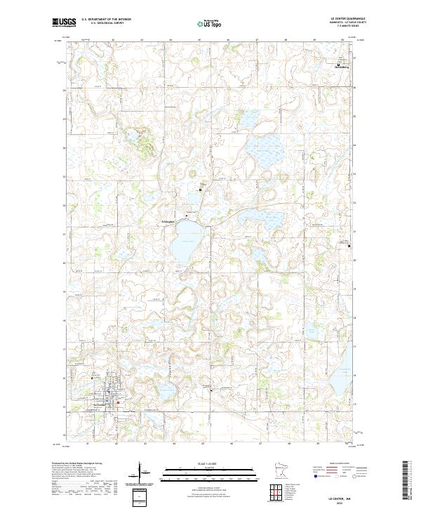 Le Center, MN — USGS 7.5-minute topo (2022)
