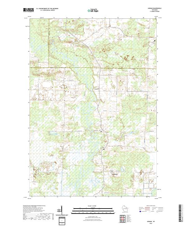 Leeman, WI — USGS 7.5-minute topo (2022)