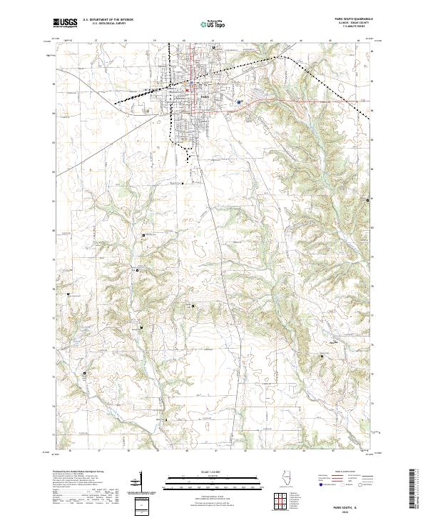Paris South, IL — USGS 7.5-minute topo (2024)