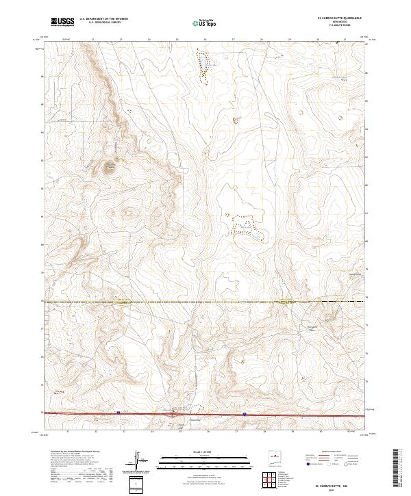 El Cuervo Butte, NM — USGS 7.5-minute topo (2023)
